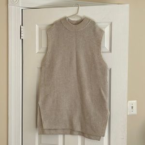 Oversized mockneck oatmeal sweater vest